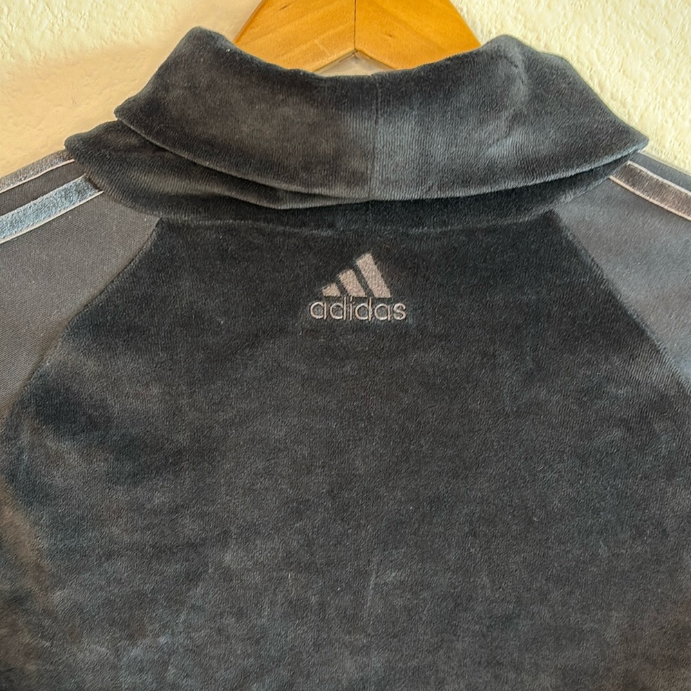 Adidas Training Sid Black Velour Long Sleeve Turtleneck Pullover Sweater  M - Picture 5 of 11